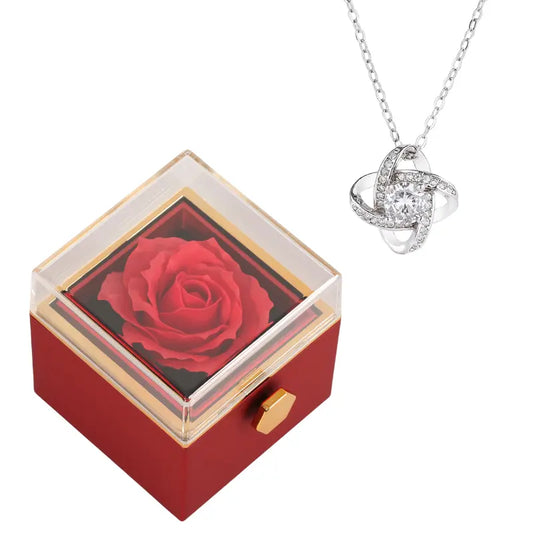 Coffret Rose Éternelle avec Collier Amour Éternel